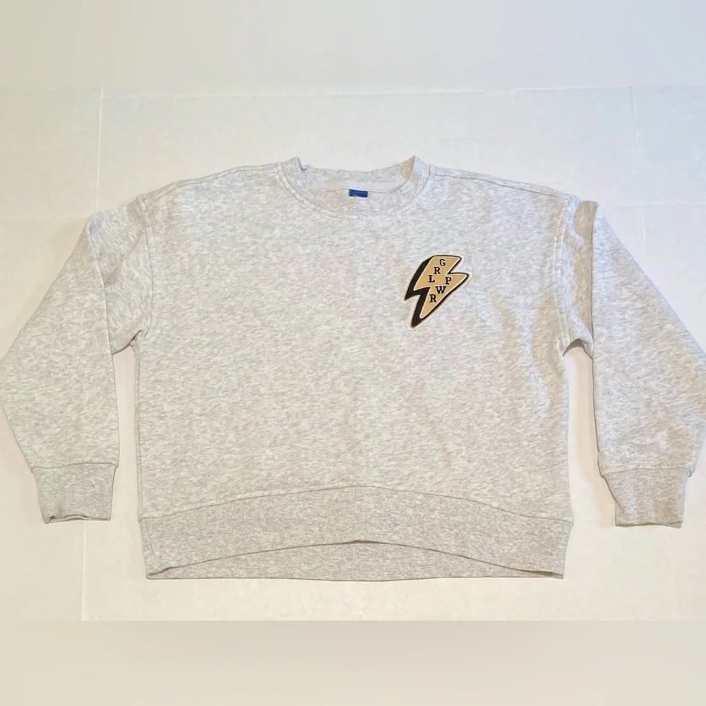 Old Navy 🟣 Size Girls Medium (8) Girl Power Oversized Crew-Neck Sweatshirt